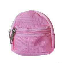 1pc Suitable For Rag Doll Cloth Toy Doll Canvas Small Backpack Book Bag For 6 Inch BJD Doll, Double Zipper Canvas Coin Pouch, 8X7cm