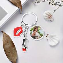 1pc Personalized Heart-Shaped Photo Keychain For Women, Can Be Given As Christmas Gift To Friends, Classmates And Colleagues