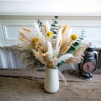 76 件豪华潘帕斯装饰套装 - 精致的干花束，适合家庭花瓶填充，如节日装饰、生日派对等、季节性庆祝活动和波西米亚风格装饰 - 为房间完美增添一丝质朴的优雅