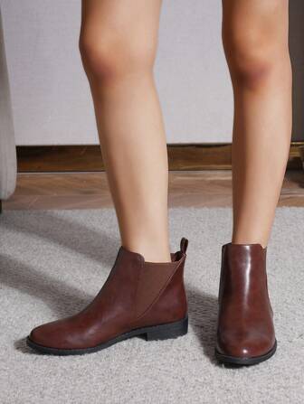 New Soft Leather Thin Ankle Boots, French Style Low-Heel Slim Short Boots For Spring And Autumn