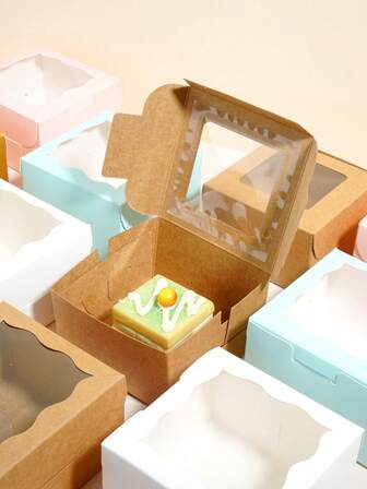 10件/20件/30件透明波浪窗口纸杯蛋糕盒，纸质纸杯蛋糕包装盒，松饼盒，糕点盒，饼干和雪花蛋糕外卖盒，蛋糕盒，礼品盒，纸杯蛋糕盒，甜点盒，烘焙用品