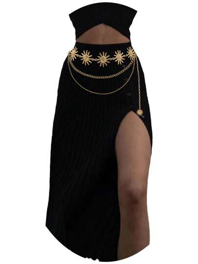 Xiacheng Waist Chain Belt Multilayer Gold Silver Sun Moon Chain Belt For Women Dress Body Belly Chain Metal Waist Chain