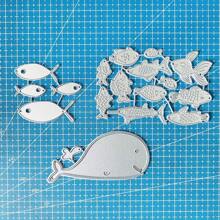 Fishes Die Cuts For Card Making, Whale Metal Cutting Dies, Metal Die Cutting Mold, Scrapbooking Dies, DIY Etched Embossing Stencil For Crafts