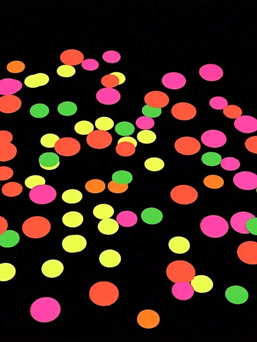 800pcs Fluorescent Confetti Rounds - Five-Color Glow-In-The-Dark Table Decorations For Parties, Weddings, Birthdays - Modern Style, Can Be Hung, Universal For Festivals, No Electricity Or Batteries Required, Fluorescent Paper Dots For Night Parties, Events And Celebrations, - Multicolor - View 1