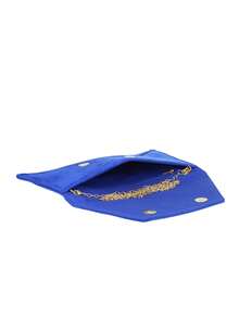 Girly Handbags Plain Suede Clutch Bag - Royal Blue - View 5