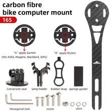 MOTSUV Carbon Fiber Road Bike Computer Mount With Integrated Single Bike Light, Extension Bracket For Cycle Computer