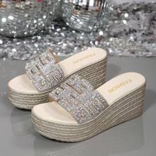 Sandalias de plataforma con suela gruesa y lazo para mujer, sandalias casuales de punta abierta para playa y exteriores