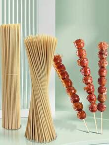 50pcs/100pcs/200pcs/300pcs Bamboo Barbecue Skewers, Home Cooking BBQ Wooden Sticks, Outdoor Picnic Grilling Sticks For Chicken, Sausage, Meat Kebabs - 30cm*3.0 Thick Barbecue Skewers - View 2