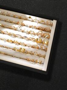 68 Fashionable Simple Elegant Sexy Butterfly Heart Flower Leaf Faux Pearl Rhinestone Wave Geometric Wrapped Twisted Rope Chain Multilayer Wide Metal Ring, Great For Holiday Parties, Date Nights, Gifts, And Daily Wear (No Box)