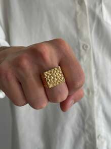 1 pieza Anillo abierto de moda vintage con forma rectangular y diseño geométrico de persecución para hombres