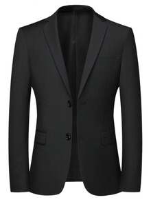 2-Button Men's Casual Solid Color Blazer, Fashionable Small Suit Jacket For Middle-Aged Business Formal Wear