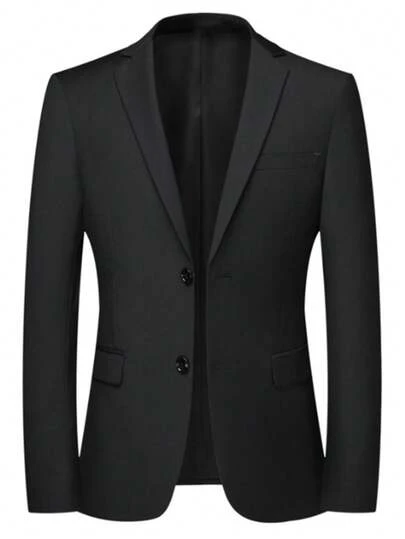 2-Button Men's Casual Solid Color Blazer, Fashionable Small Suit Jacket For Middle-Aged Business Formal Wear