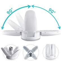 LED车库灯，吸顶式LED工作灯，28W 2600LM 6500K，螺口LED灯，带4+1个可变形面板，适用于车库、工作室、地下室的明亮LED照明，支持E26/E27灯座