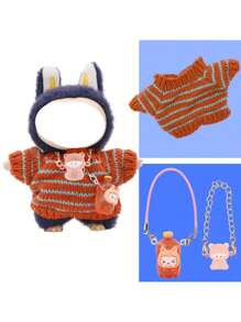 Muñeco de peluche con llavero de caja ciega de 17 cm con conjunto de ropa interior, vestimenta diaria linda (muñeco no incluido, accesorios aleatorios)