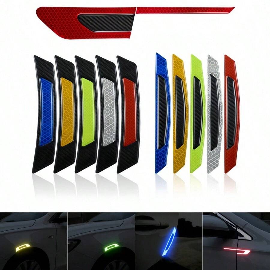 Car Shaped Door Decor Stickers, Reflective Warning Strips, Car Reflective Markings, Side Door Scratch Protection Stickers, Anti-Collision Stickers, Car Reflective Strips