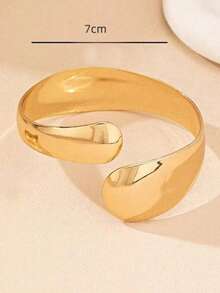 Water Drop Open Bangle Bracelet, European Style, Minimalist Design, Daily Accessory For Women - Gold - View 3
