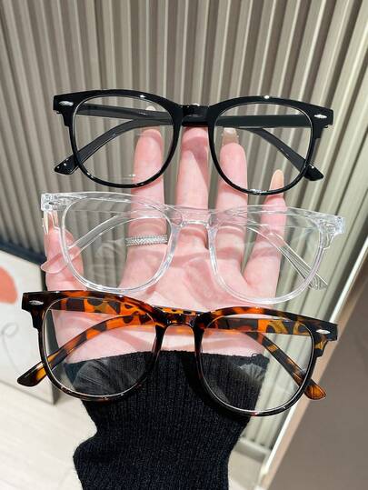 1/3 件复古轻便时尚眼镜套装 - 时尚全框防蓝光眼镜