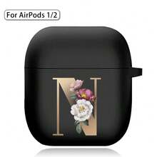 字母耳机盒 兼容 (第 1 / 2 / 3/4 代) / Pro /Pro 2 印花金色字母软硅胶无线蓝牙耳机充电盒保护套