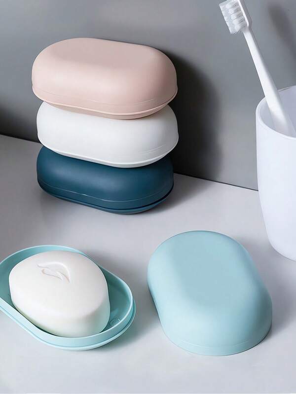 Plastic Oval Soap Box, Travel Soap Container With Lid, Portable Soap Case, Leakproof Soap Holder Box, Small Soap Box For Business Trip, Outdoor Travel Soap Box, Student Dormitory Bathhouse Sealed Portable Creative Soap Box Multifunctional Storage Box,Sealed Soap Dishes For Travel Camping Gym, Travel Essentials