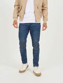 brave soul Skinny Fit Biker Jean - Mid Blue Wash - View 3