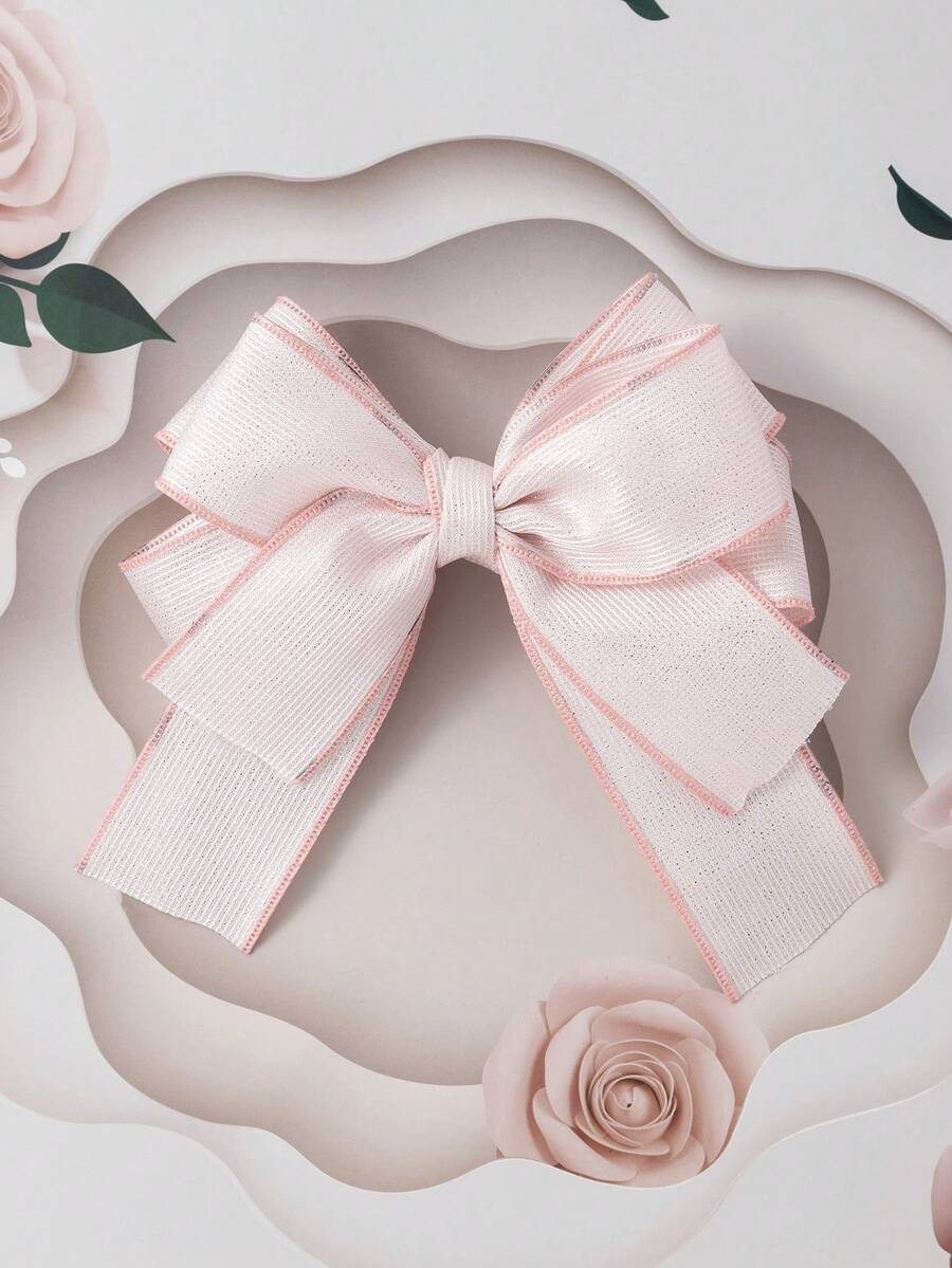 1pc Simple Elegant Korean Style Children Hair Clip, Design - Baby Pink - View 1