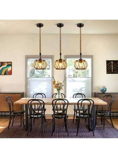 1pc Rope Hang Lamp Yurt Shaped Bar Counter Creative Retro Industrial Dining Restaurant Hotel Hostel Verlichting view 10