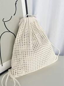 Yogodlns High Quality Casual Bag Hollow Out Woven Handmade Bucket Bag Women Handbag Large Capacity Tote Bag Lady Purse Shoulder Bag Fashion Women Hollow Woven Shoulder Bags Large Capacity Crochet Backpack Knitting Handbags Female Shopping Tote