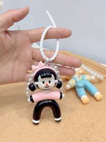 HXXOOS Acessório de Bolsa Corrente de Pérolas Falsas Y2K - Chaveiro Fofo com Laço Rosa, Pingente Estético Kawaii para Mulheres, Adolescentes, Decoração de Mochila e Bolsa, Ótima Ideia de Presente Cordão