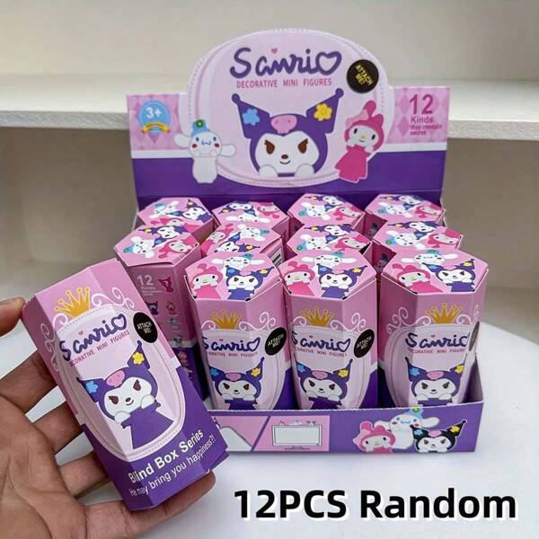 1 pezzo/12 pezzi, Scatola cieca originale Sanrio Kuromi, sorprese casuali per bambole angelo della festa di Hello Kitty, da usare per controlli auto, decorazione monitor computer, decorazione domestica a cartoni animati carini, ornamenti da scrivania, regali speciali per famiglia e amici, forniture scolastiche, ritorno a scuola