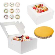 5 bucăți cutii albe pentru tort 10x10x5 inci, cutii de panificație cu fereastră transparentă pentru tort, plăcintă, desert, prăjitură, ziua de naștere, petrecere, nuntă - alb - Vizualizare 11