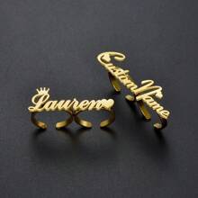 Anillos personalizados con nombre de acero inoxidable para mujeres y hombres, anillo de pareja con dos nombres, joyería personalizada, regalo de compromiso ajustable