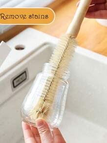 1pc Wood Handle Cup Brush, Long Handled Bottle Cleaning Brush, Kitchen Bottle & Cup Cleaning Tool