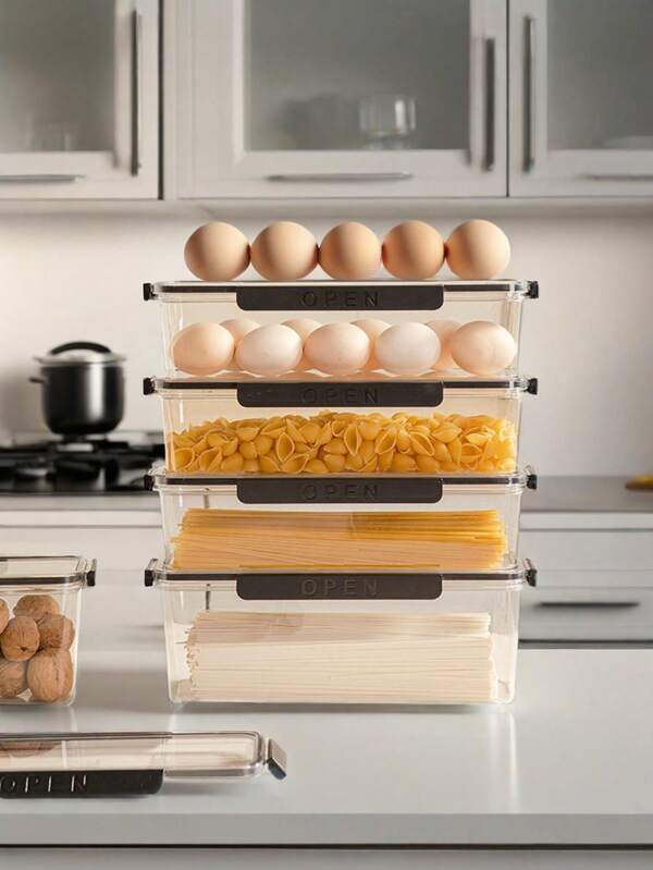 1pc/2pcs Refrigerator Storage Box For Green Onion, Ginger, Garlic, Noodle, Organizing Home Gadget, Kitchen Storage Utensils, Room Decoration, Suitable For Kitchen, Restaurant, Party, Camping, Gathering, Gift For Friends, Family Gift