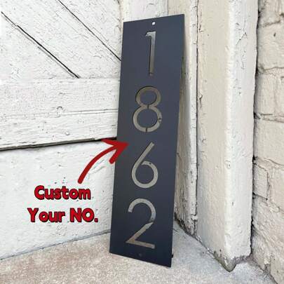 1 Stück personalisiertes Hausnummernschild, eisernes wandmontiertes hängendes Adressschild, personalisiertes Metallstraßenschild, vielseitige Heimdekoration, ideal als Einweihungsgeschenk - ohne Strom, grafischer Muster