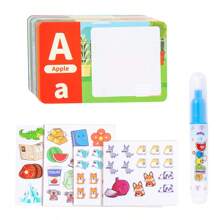 Libro educativo infantil con 26 tarjetas de acuarela con letras, libro sensorial con actividades de pegado, libreta de acuarela y garabatos, juguetes educativos para entrenamiento de concentración y cognición temprana con animales, números y pinturas al agua mágicas.