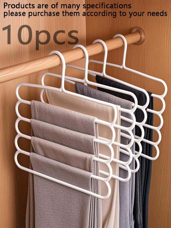 10 / 5 / 4 / 3 / 1 Pc(S) White Multi-Functional Wardrobe Clothes Hanger, Non-Slip Multiple Layer Pants Hanger, Decorative For Holiday, Room, Furniture, Bedroom, Dress, Pants, Towel, Scarf, Tie Storage Rack