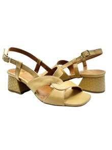 Women's Sandals With Low Block Heel, Square, Super Comfortable, New Moderna Moda Evangelécia - 米色 - 查看 5