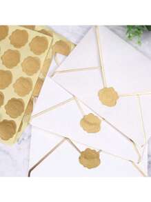 400PCS/16sheets Gold Embossed Envelopes With Love Wax Seals, Wedding Stickers, Self-Adhesive Envelope Labels, Invitation Party Stickers, Gift Wrapping Greeting Cards