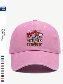 1pc Adjustable Classic Western Cowboy Logo Baseball Cap, Retro , , Suitable For Outdoor Travel, Camping, Sun Shading, Party, Hip-Hop, Dad, Trucker, Polo Ball Cap, Summer
