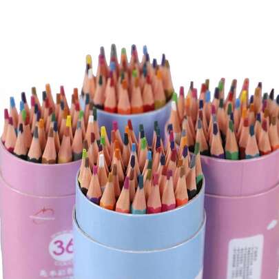 36 支/套随机混色绘图涂鸦铅笔，桶装无木彩色铅笔，绘画和艺术用品套装，返校，学校用品