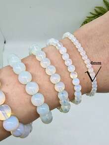 1 件波西米亚风格白色蛋白石手链，力量、强度疗愈瑜伽冥想珠宝，适合男女 - 情绪平衡、沟通 - 白色 - 查看 10