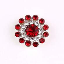 50 Stücke/Packung, Silber Basis, 14MM runde Blumen-Kristallnieten, funkelnde Strass-Verzierungen zum Aufkleben oder Aufnähen für Kleidung, Taschen, Schuhe