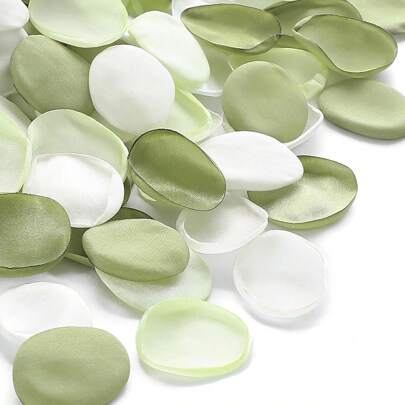 120/240/360 Pcs Silk Green White Flower Petals For Wedding Flower Basket Aisle Scatter Dinner Table Centerpieces Party Confetti Bridal Shower Romantic Night Decoration