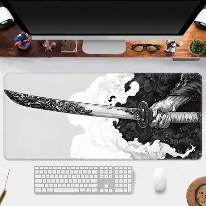 Extra Large Samurai Sword Rubber Non-Slip Mouse Pad, Washable Gaming Desk Mat, Big Size Keyboard Pad, Gift Mouse Pad, Desk Protector, Study Pad, Multiple Sizes Available, Laptop Pad Back To School Gaming Mouse Pad