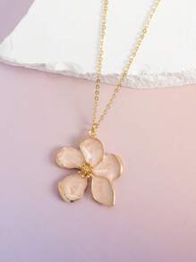1 pieza Collar colgante de flor de 5 pétalos esmaltado de color blanco, rosa, rojo rosa, naranja elegante y personalizado, adecuado para uso diario y de vacaciones, gran regalo para amigos, primavera/verano