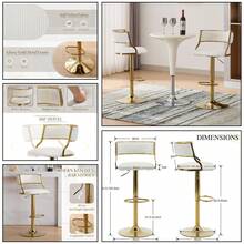 Chairus Set Of 2 Velvet Swivel Bar Stools, Adjustable Height, For Kitchen, Dining Room, Kitchen Island (Black-2) - Multicolor - View 4