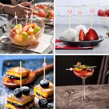 100/50/20pcs Cocktail Decoration Picks, 4.7 Inch Bamboo Cocktail Skewers, Suitable For Desserts, Cakes, Sandwiches, Cooked Meats, Fruit Sushi Decoration, For Birthday, Wedding, Graduation Cocktail Party, Outdoor Beach Pool Party, Carnival, And Daily Home Use