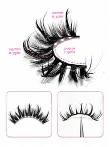 Asiteo 热门 7 对漫画湿睫毛凌乱仿貂皮睫毛 Y2K 风格 3D 蓬松自然戏剧性睫毛延长化妆工具条状睫毛、睫毛、睫毛、假睫毛 - 尖尾漫畫款 - 查看 4