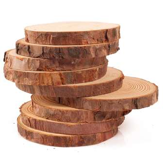 12 Pcs Wood Slices, 8-9cm Natural Unfinished Wooden Circles Wooden Rounds For Art Creation DIY Crafts Wedding Decorations Christmas Ornaments(With 2meters Rope)