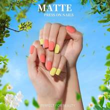 Teenitor 24Pack Short Press On Nails, 576Pcs Round Press On Nails, Matte And Glossy Short Fake Nails With Glue